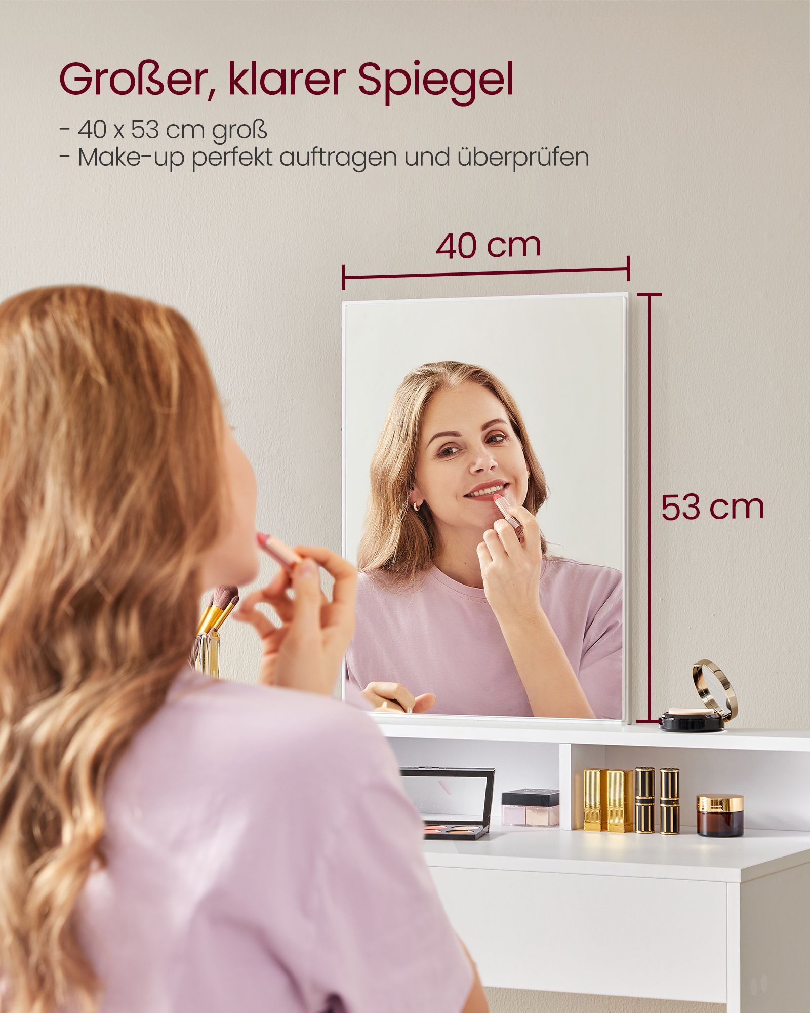 Schminktisch mit großem Spiegel modern weiß