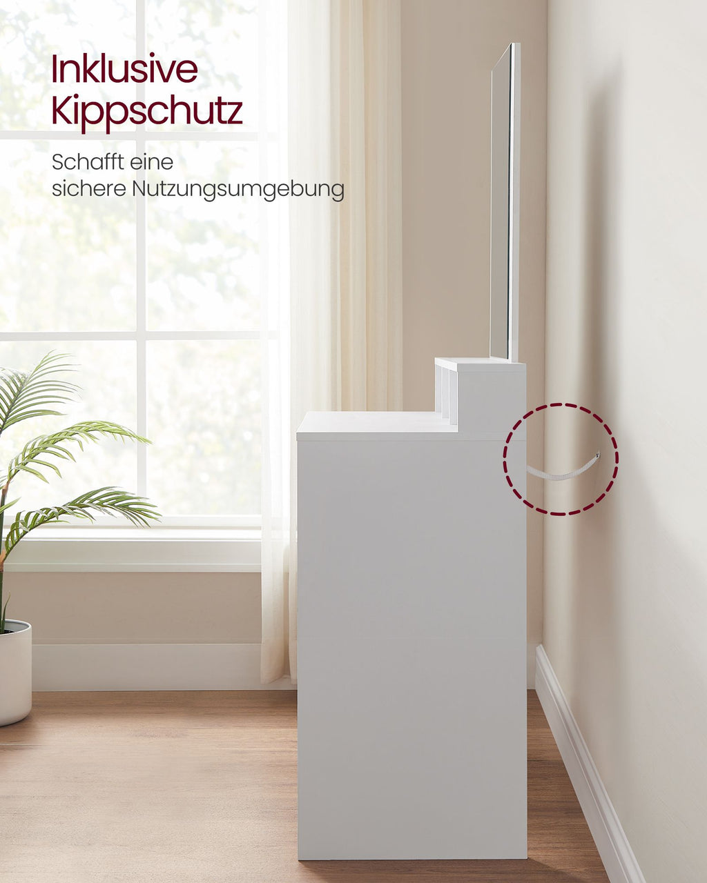 Schminktisch mit großem Spiegel modern weiß