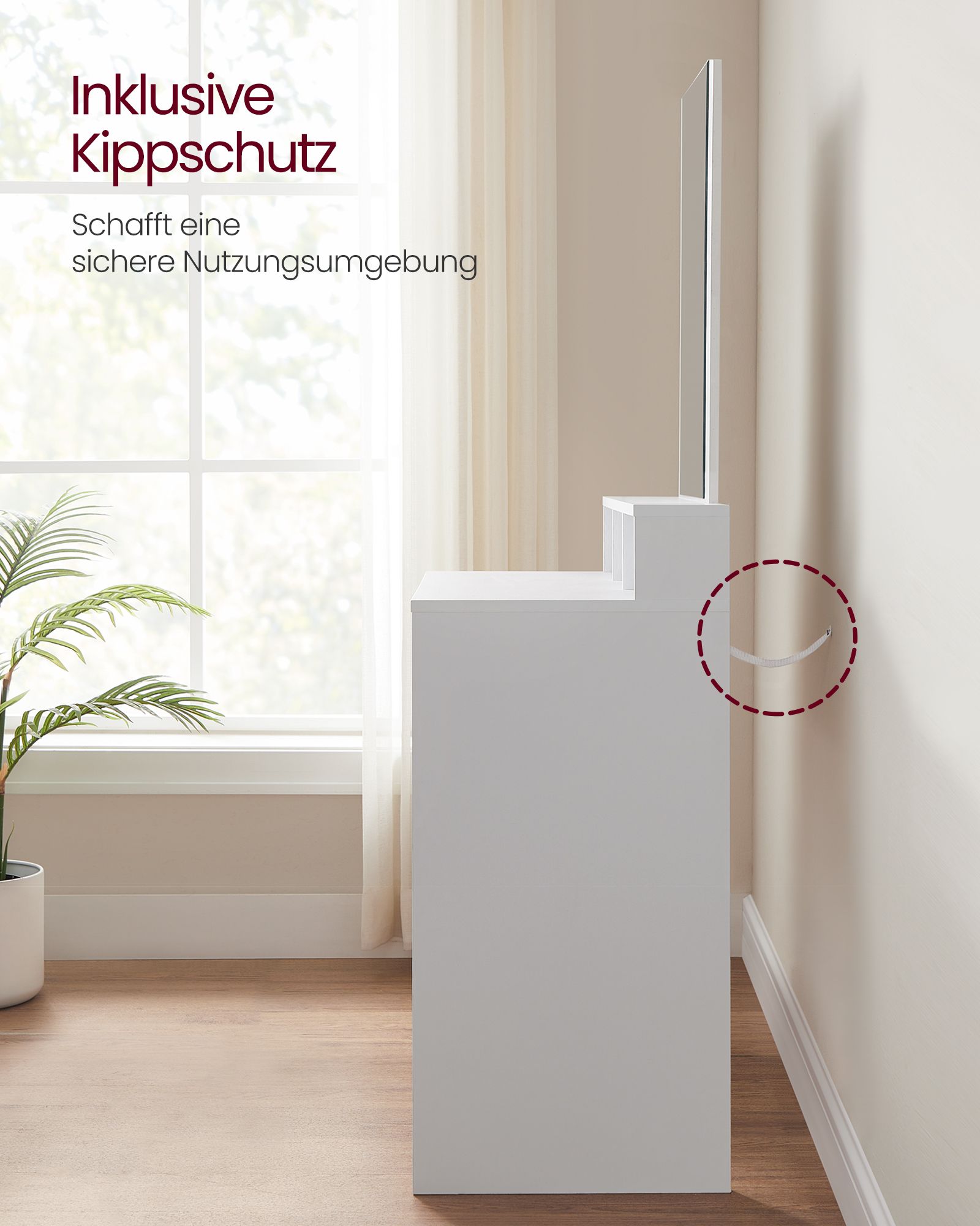 Schminktisch mit großem Spiegel modern weiß