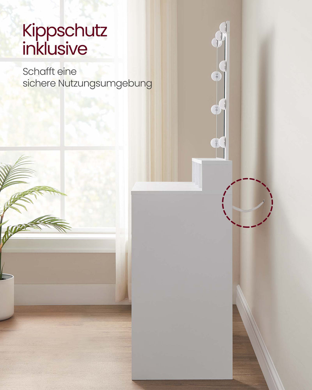 Schminktisch mit LED-Beleuchtung modern weiß