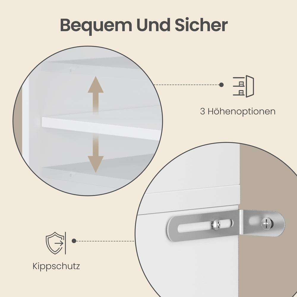 Schminkkommode mit Spiegel, Beleuchtung, Ladestation und 2 Schubladen, Weiß
