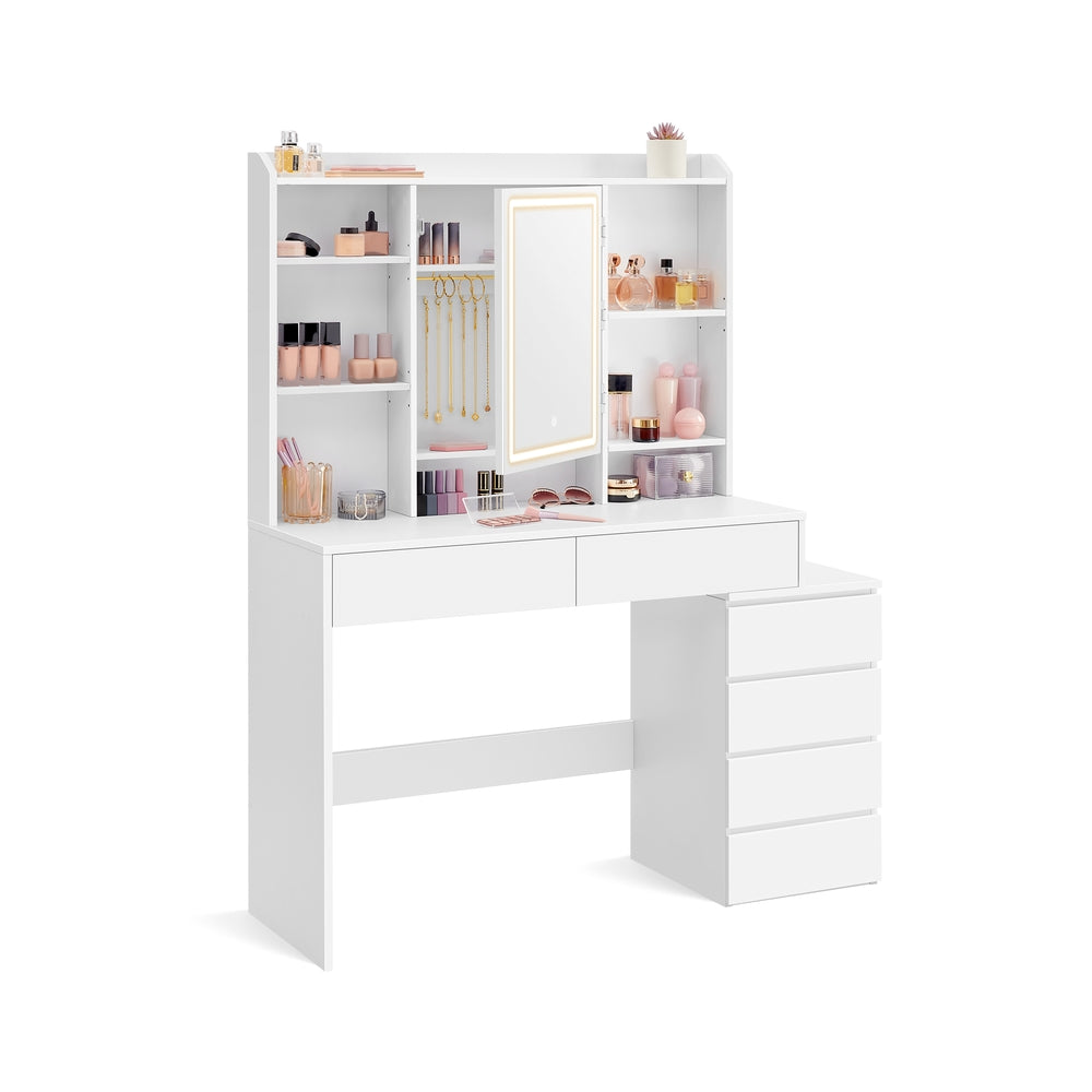 Schminktisch mit LED-Beleuchtung modern wolkenweiß