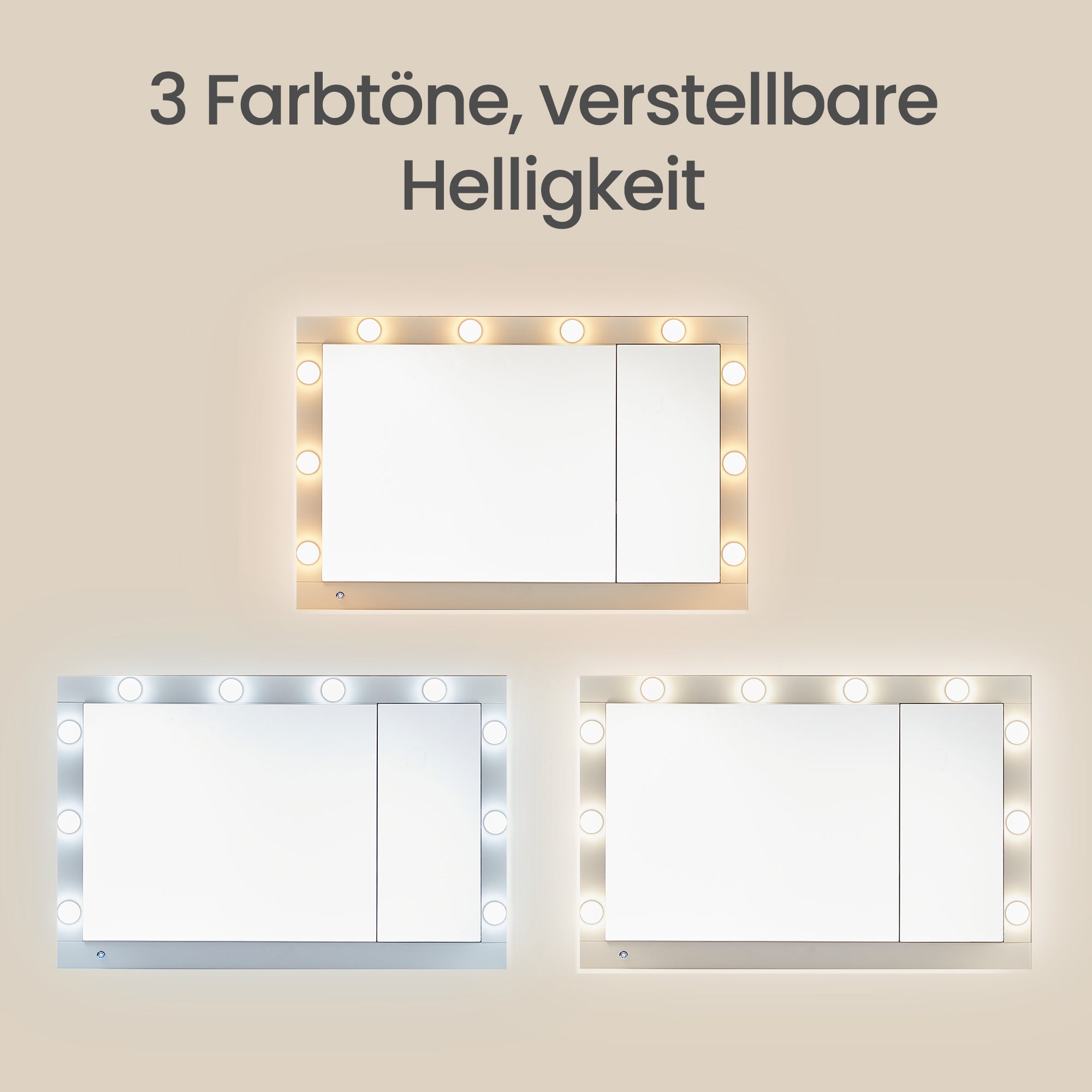Schminktisch mit LED-Beleuchtung, Frisiertisch mit Spiegel, Schmuckschrank