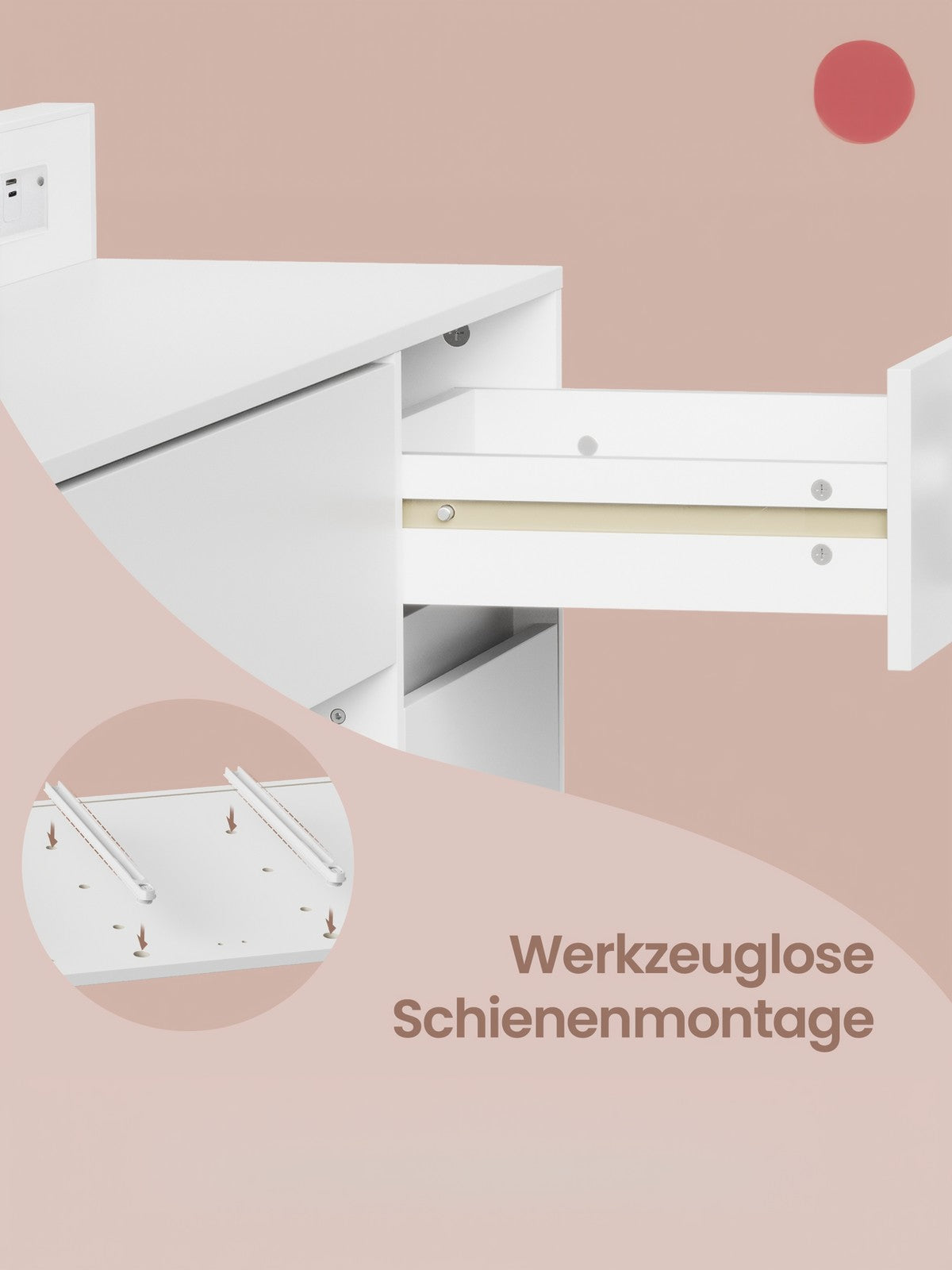 Schminkkommode, mit Spiegel und Beleuchtung, Ladestation