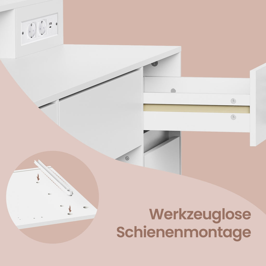 Schminkkommode, mit Spiegel und Beleuchtung, Ladestation