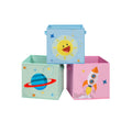 Aufbewahrungsboxen blau grün und rosa