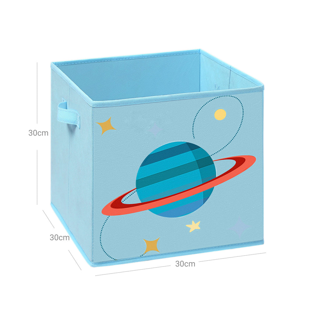 Aufbewahrungsboxen blau grün und rosa