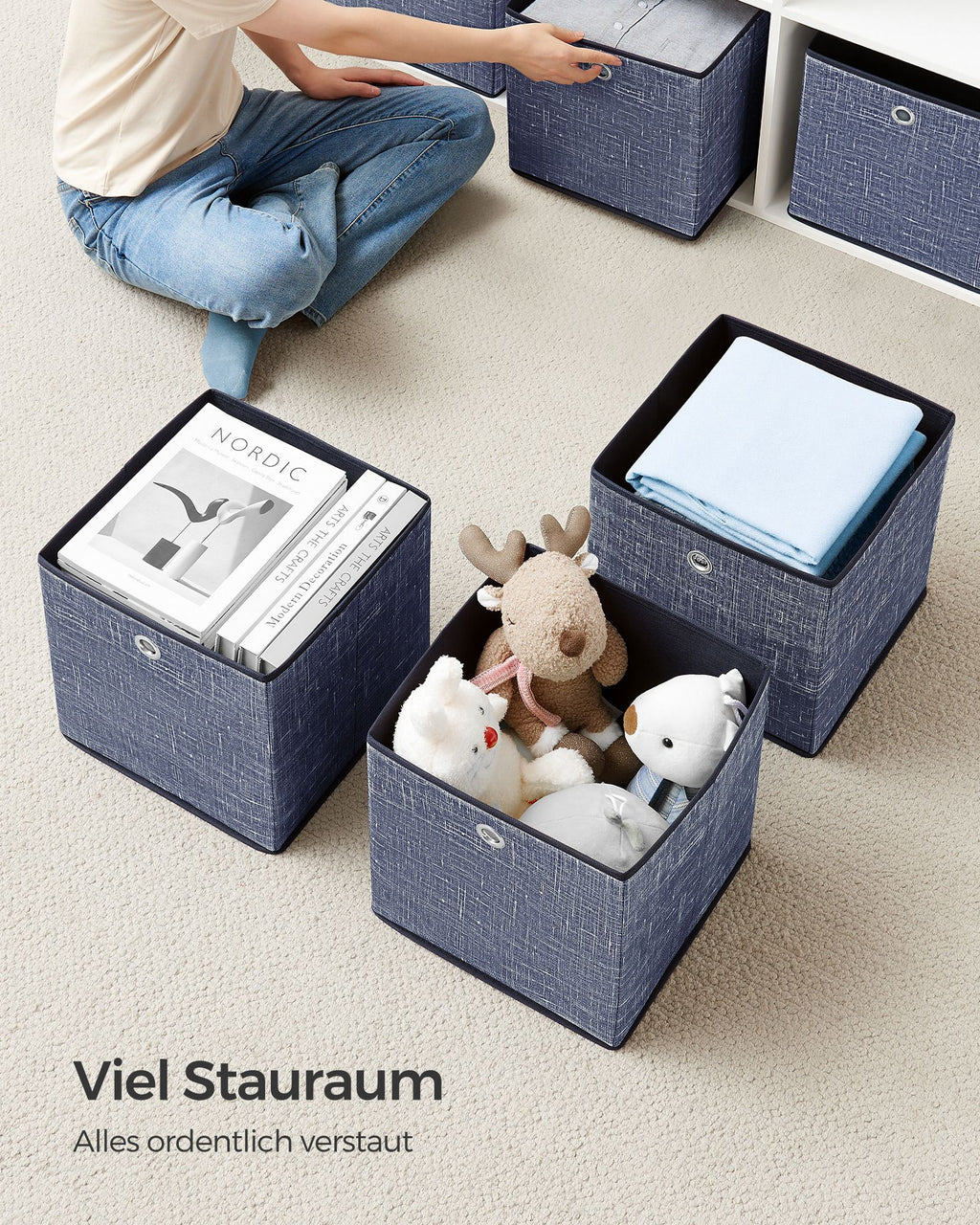 Aufbewahrungsbox 6er Set nebelblau