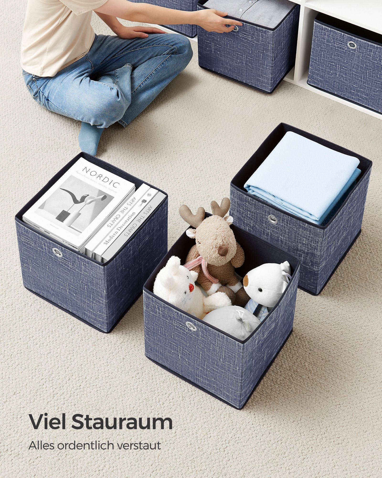 Aufbewahrungsbox 6er Set nebelblau