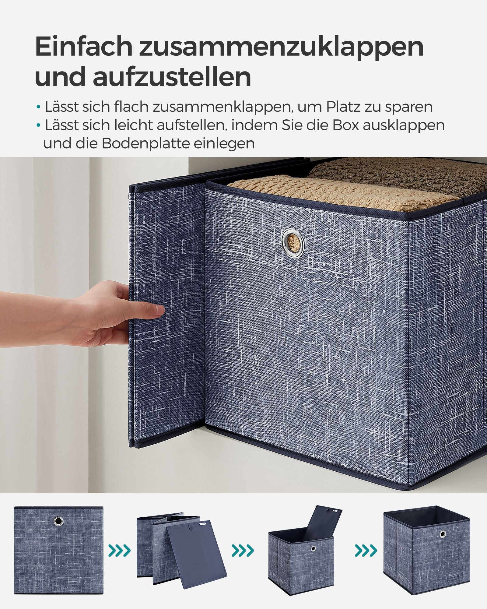 Aufbewahrungsbox 6er Set nebelblau