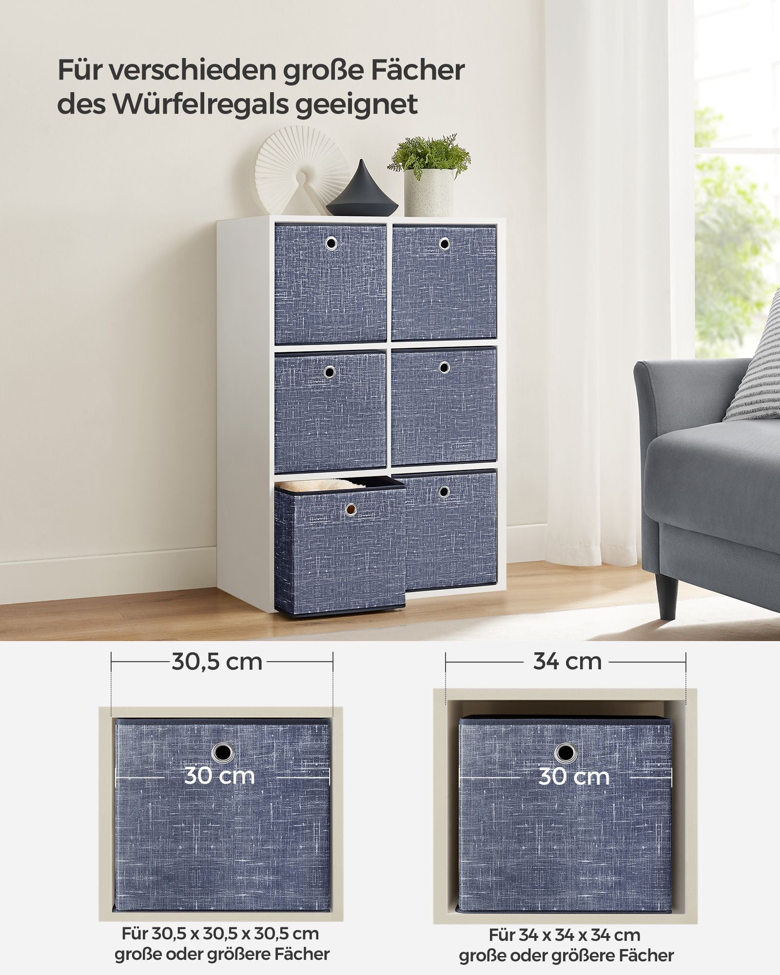 Aufbewahrungsbox 6er Set nebelblau