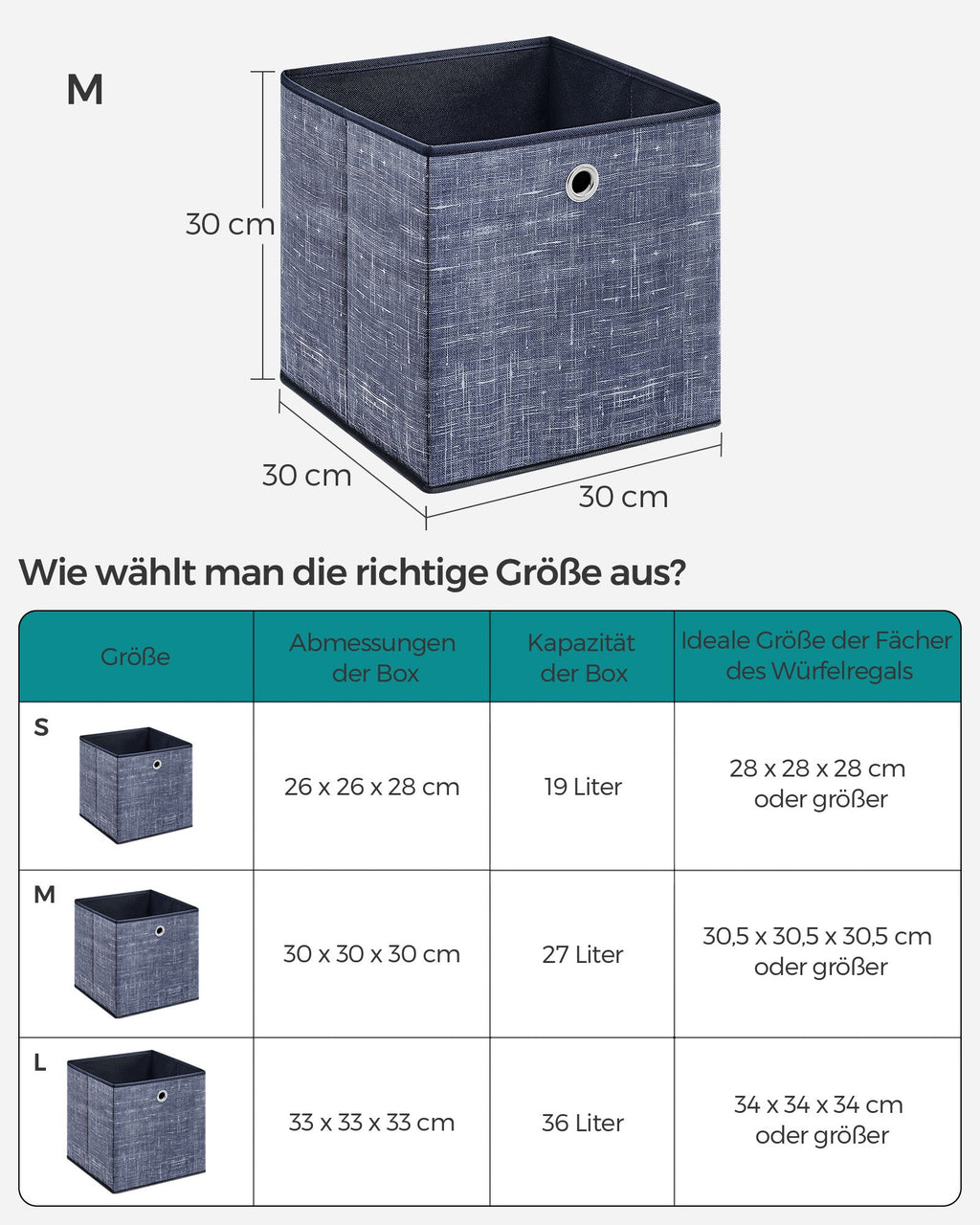 Aufbewahrungsbox 6er Set nebelblau