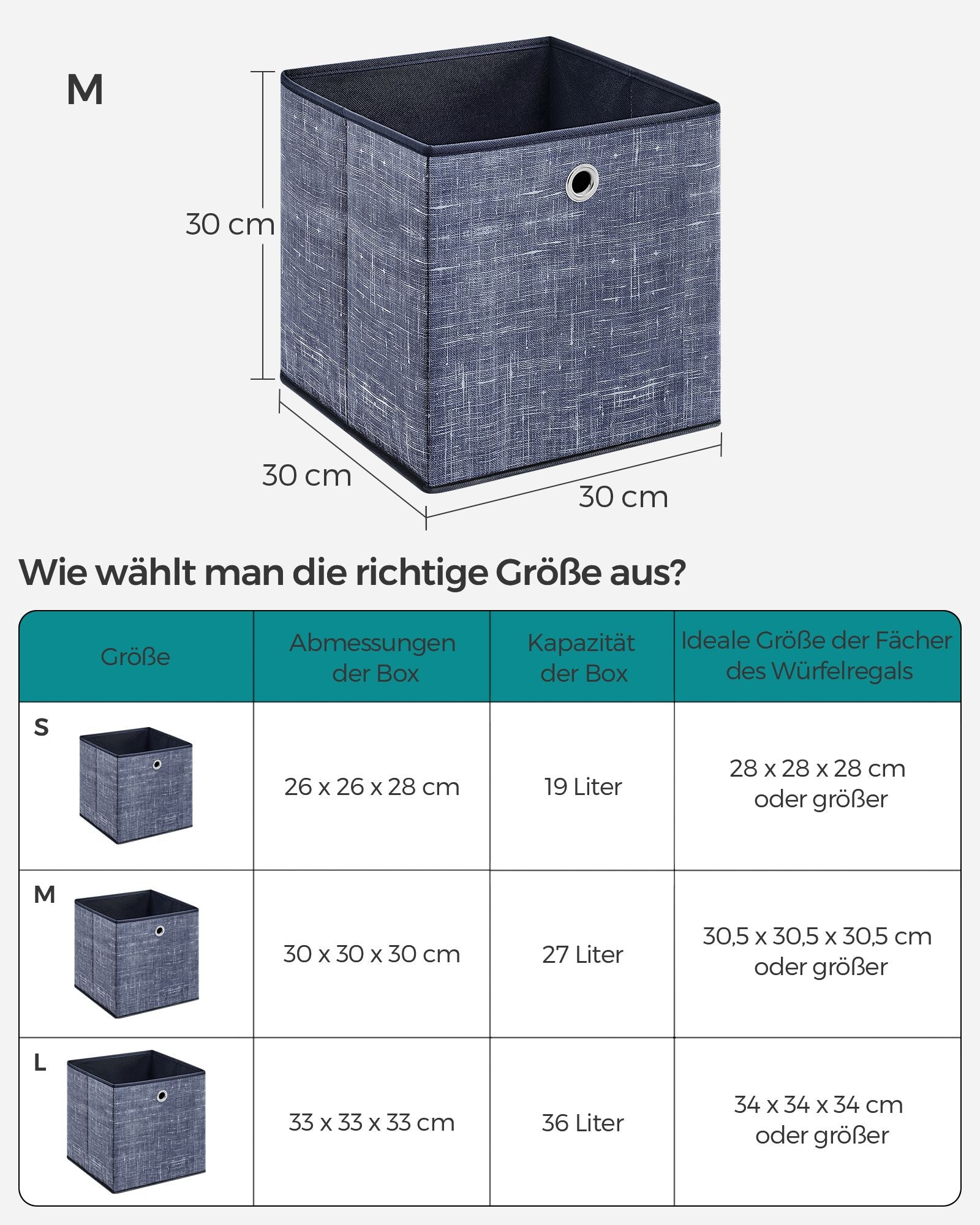 Aufbewahrungsbox 6er Set nebelblau