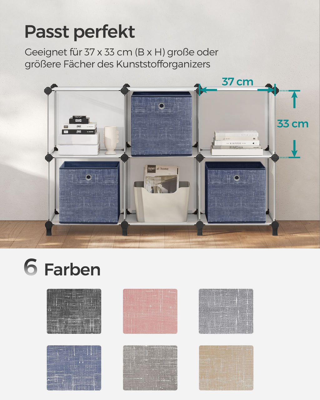 Aufbewahrungsbox 6er Set nebelblau