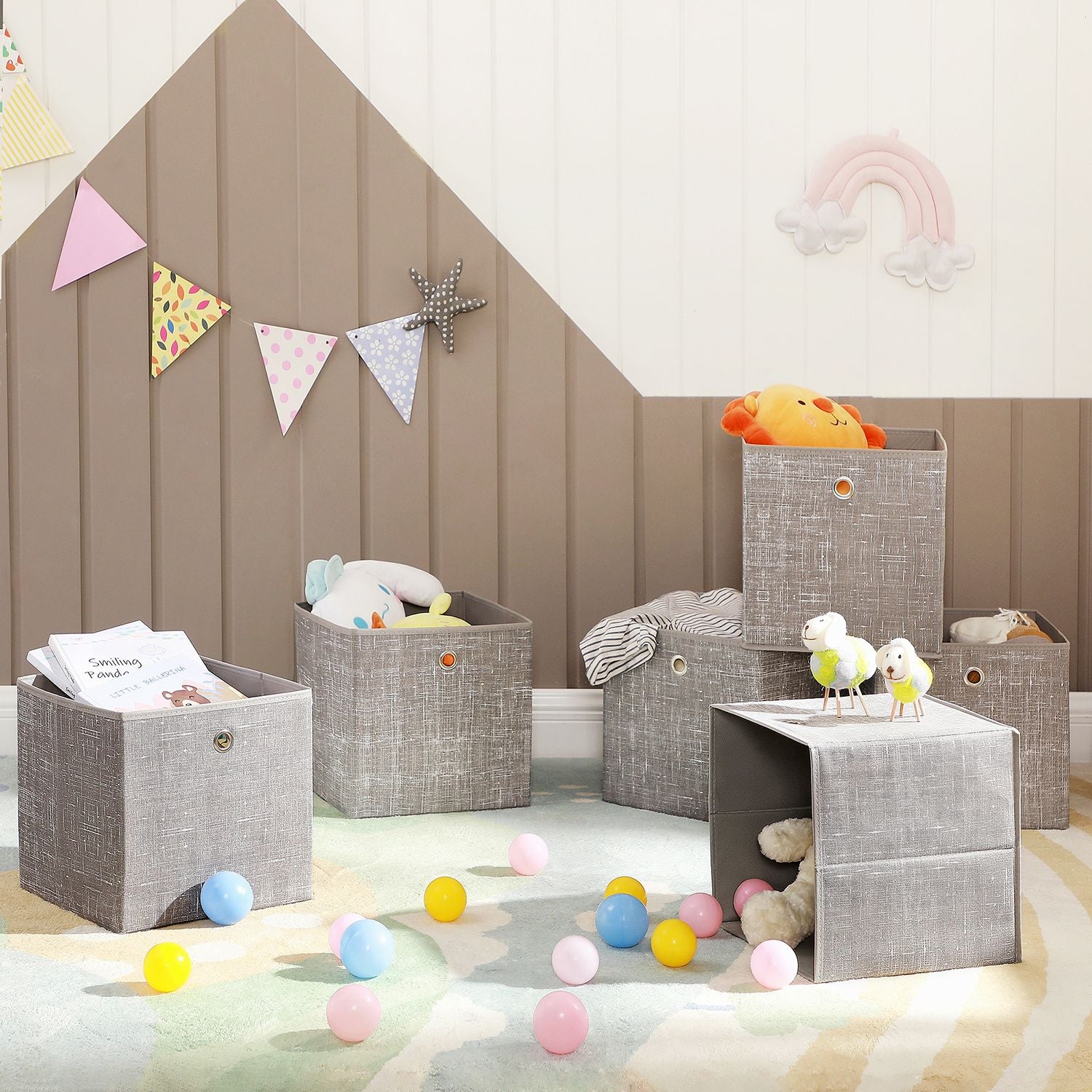 Aufbewahrungsbox 6er Set taupe meliert