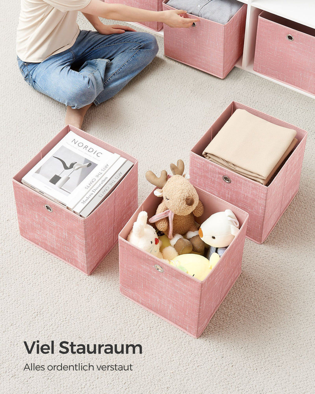 Aufbewahrungsbox 6er Set pastellrosa
