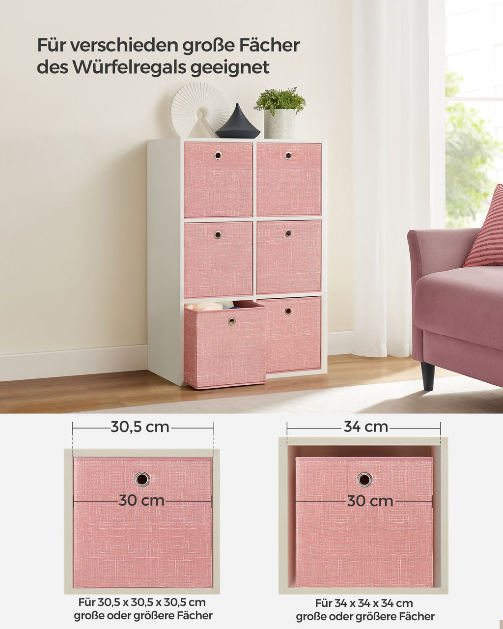Aufbewahrungsbox 6er Set pastellrosa