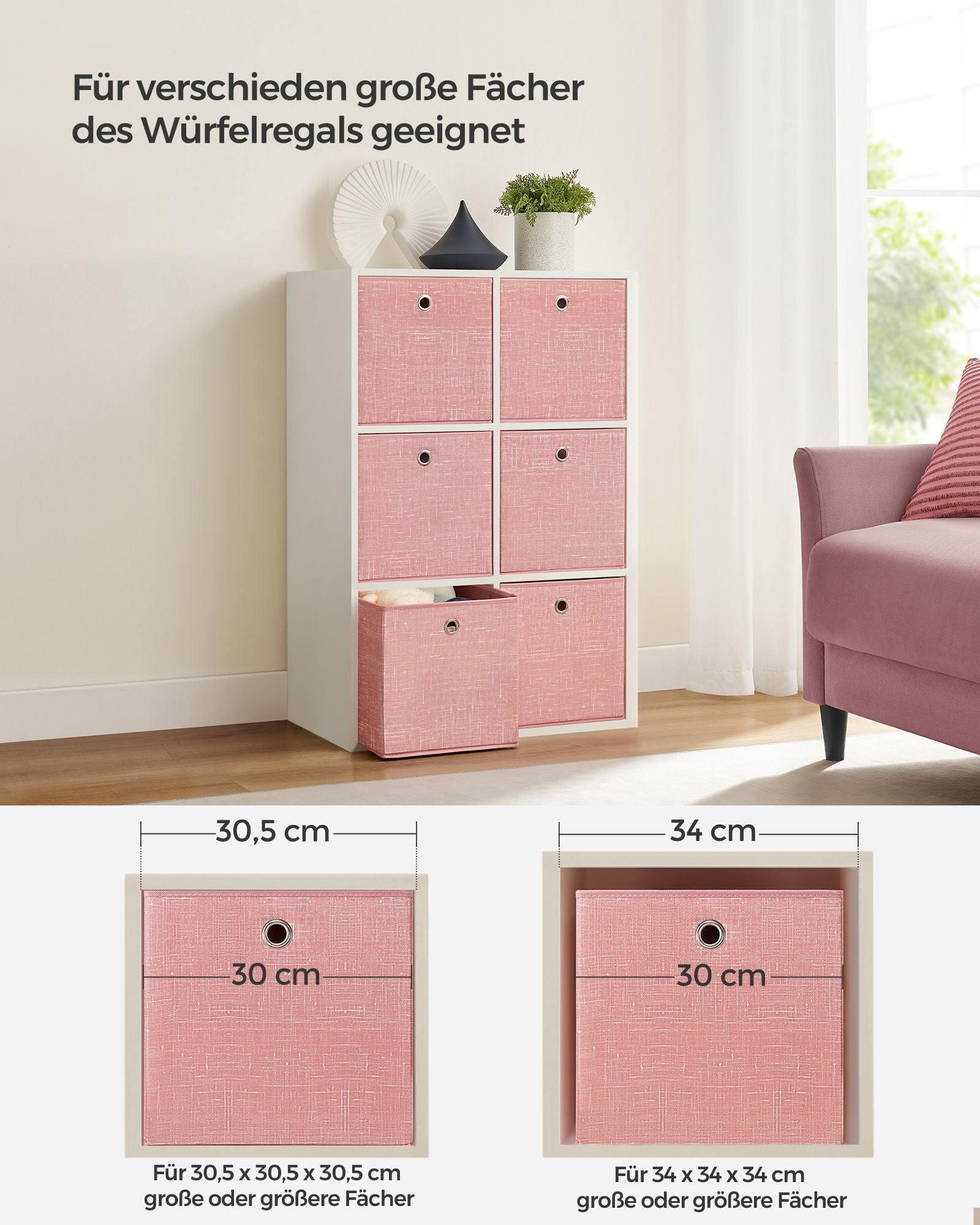 Aufbewahrungsbox 6er Set pastellrosa