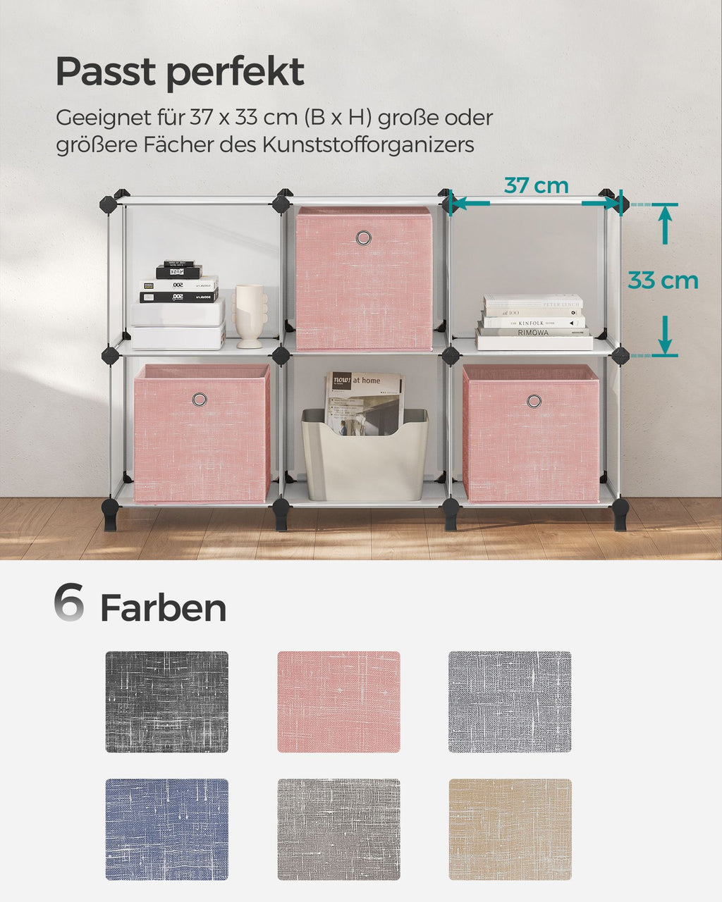 Aufbewahrungsbox 6er Set pastellrosa