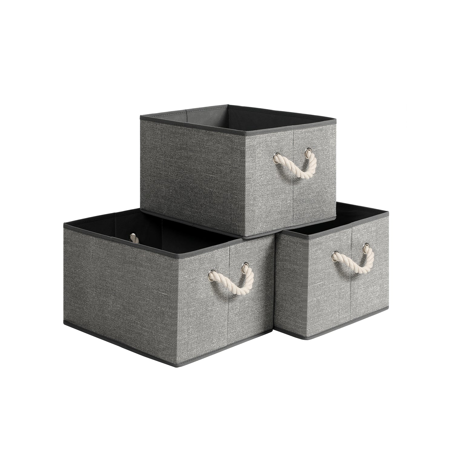 Aufbewahrungsboxen ohne Deckel Leinenoptik grau