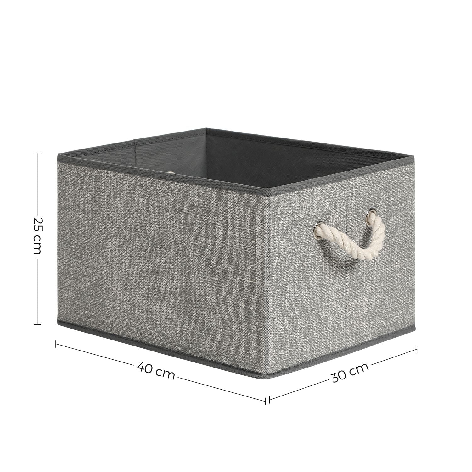 Aufbewahrungsboxen ohne Deckel Leinenoptik grau