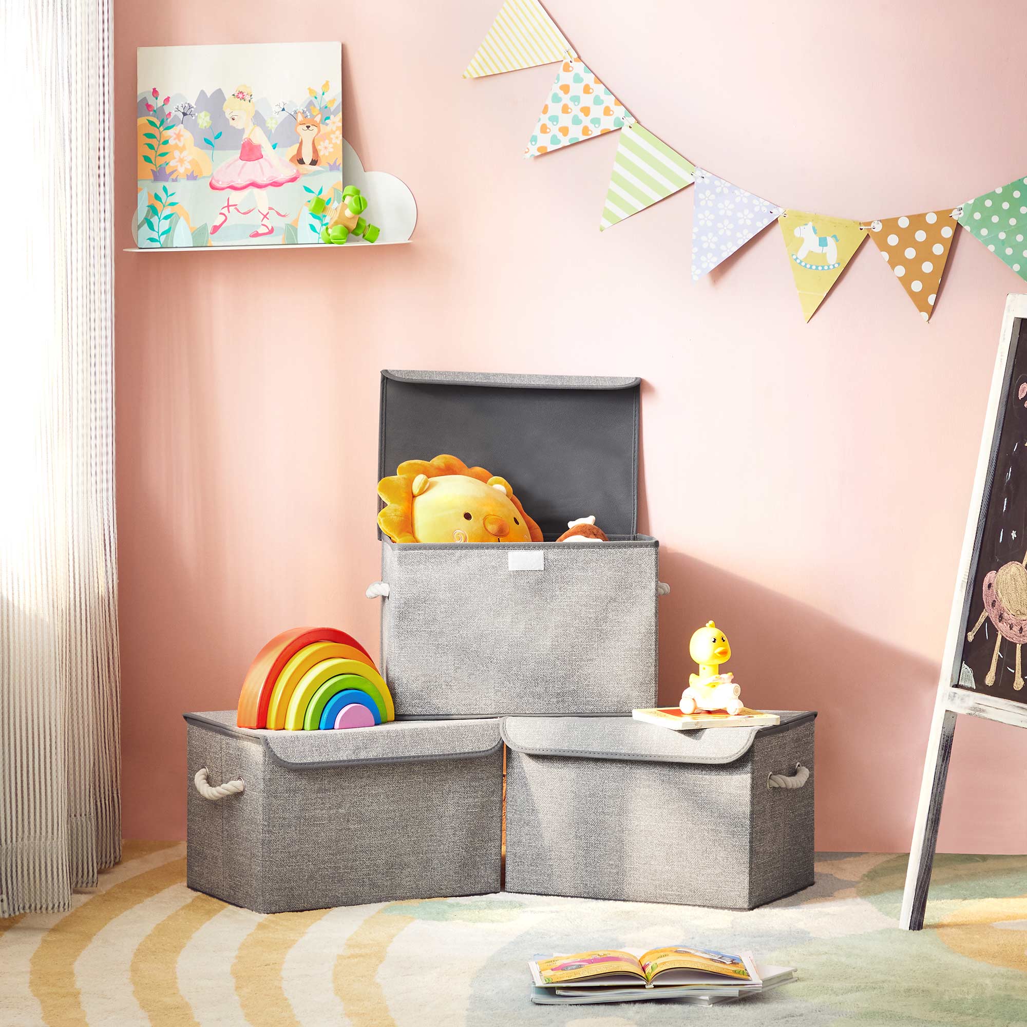 Stoffboxen mit Deckel 3er Set
