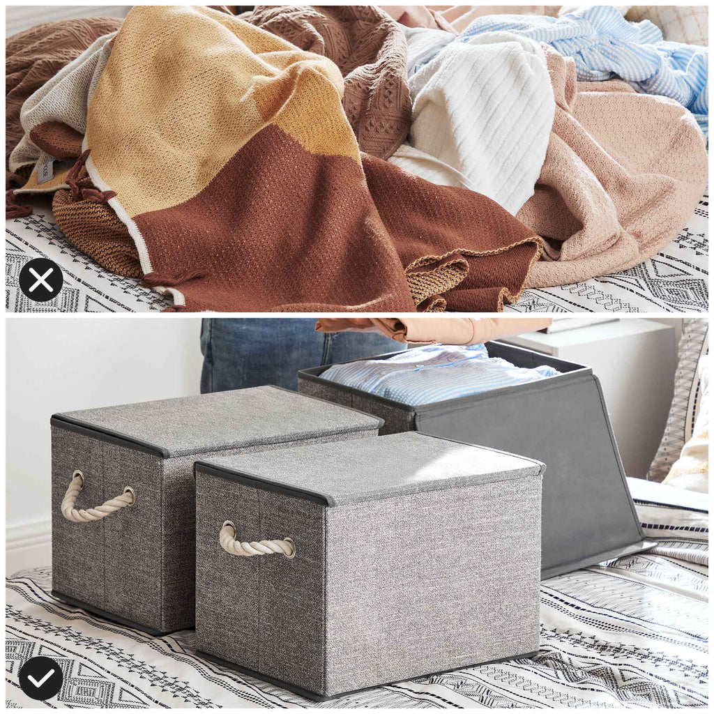 Stoffboxen mit Deckel 3er Set