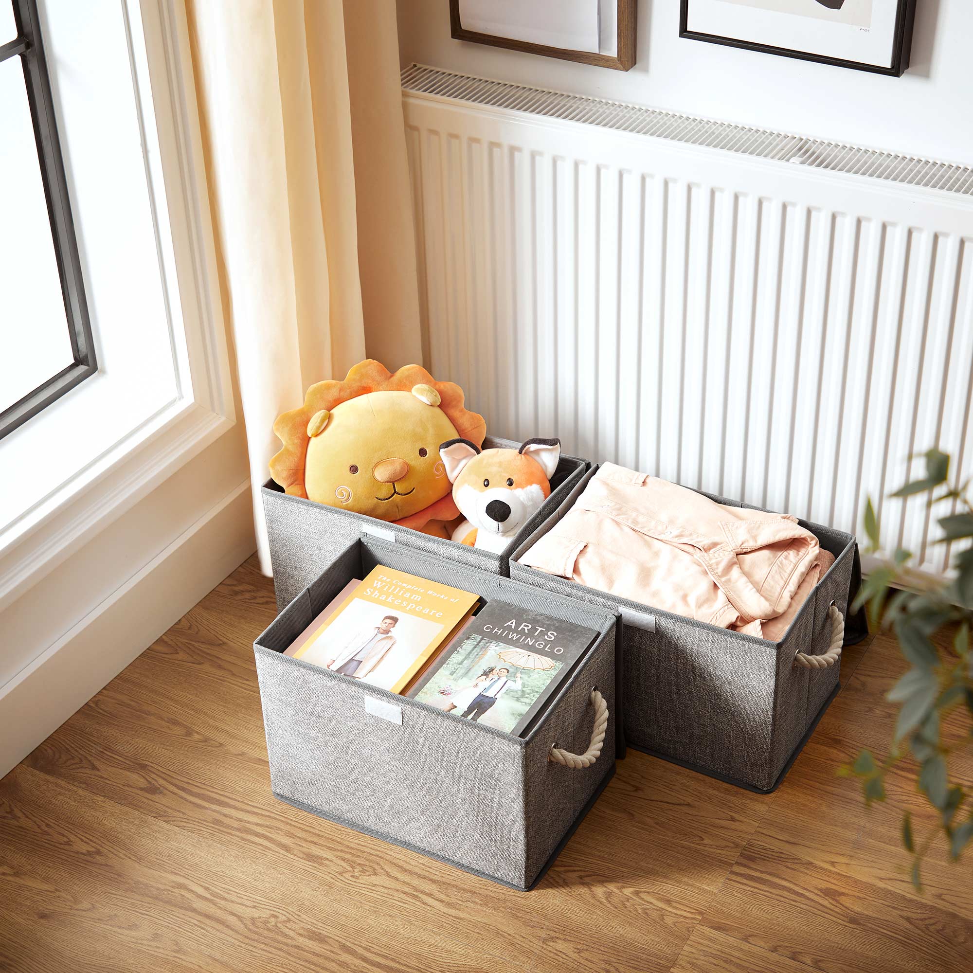Stoffboxen mit Deckel 3er Set