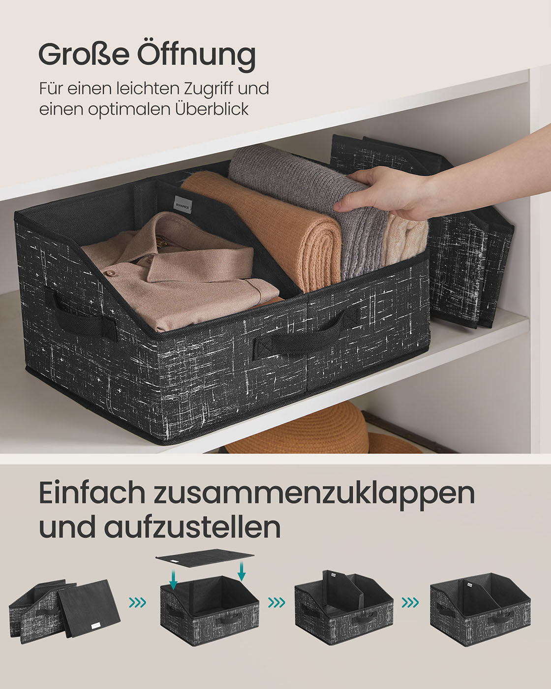 Aufbewahrungsbox 6er Set 40 x 30 x 20 cm tintenschwarz