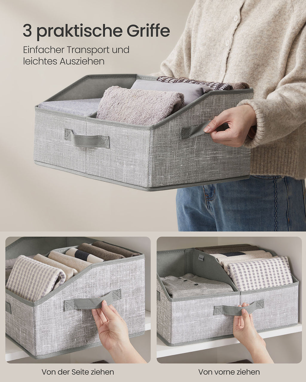 Aufbewahrungsbox 6er Set 40 x 30 x 20 cm schilfgrau