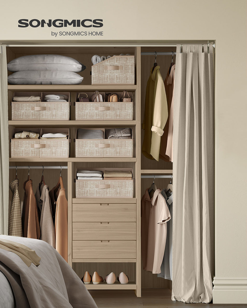 Aufbewahrungsbox 6er Set 40 x 30 x 20 cm sandbeige