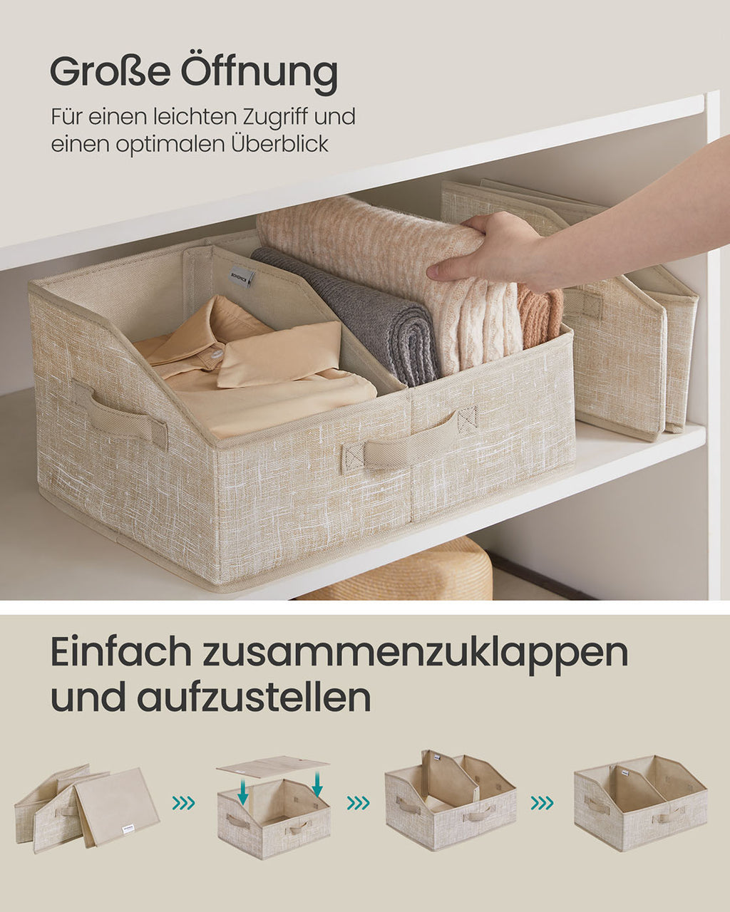 Aufbewahrungsbox 6er Set 40 x 30 x 20 cm sandbeige