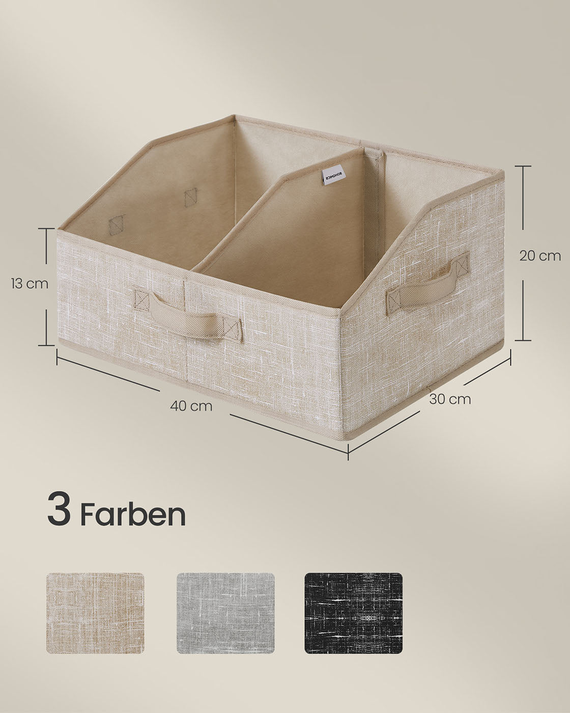 Aufbewahrungsbox 6er Set 40 x 30 x 20 cm sandbeige