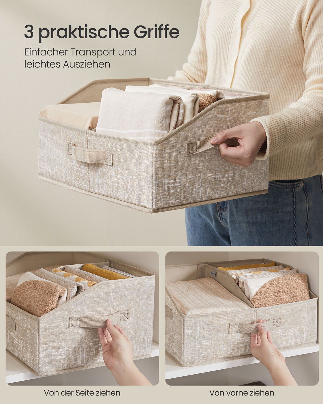 Aufbewahrungsbox 6er Set 40 x 30 x 20 cm sandbeige