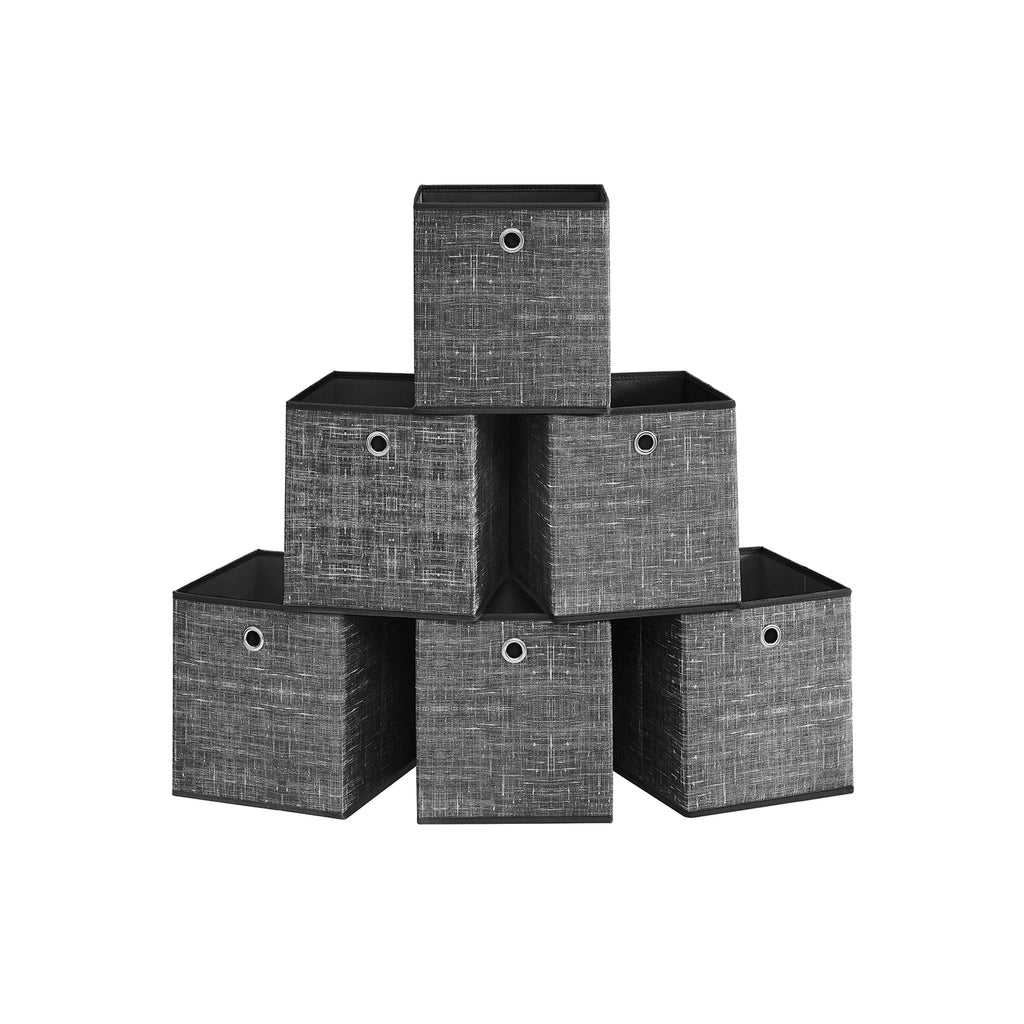 Aufbewahrungsbox 26cm 6er-Set schwarz meliert