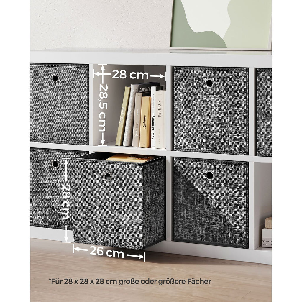 Aufbewahrungsbox 26cm 6er-Set schwarz meliert