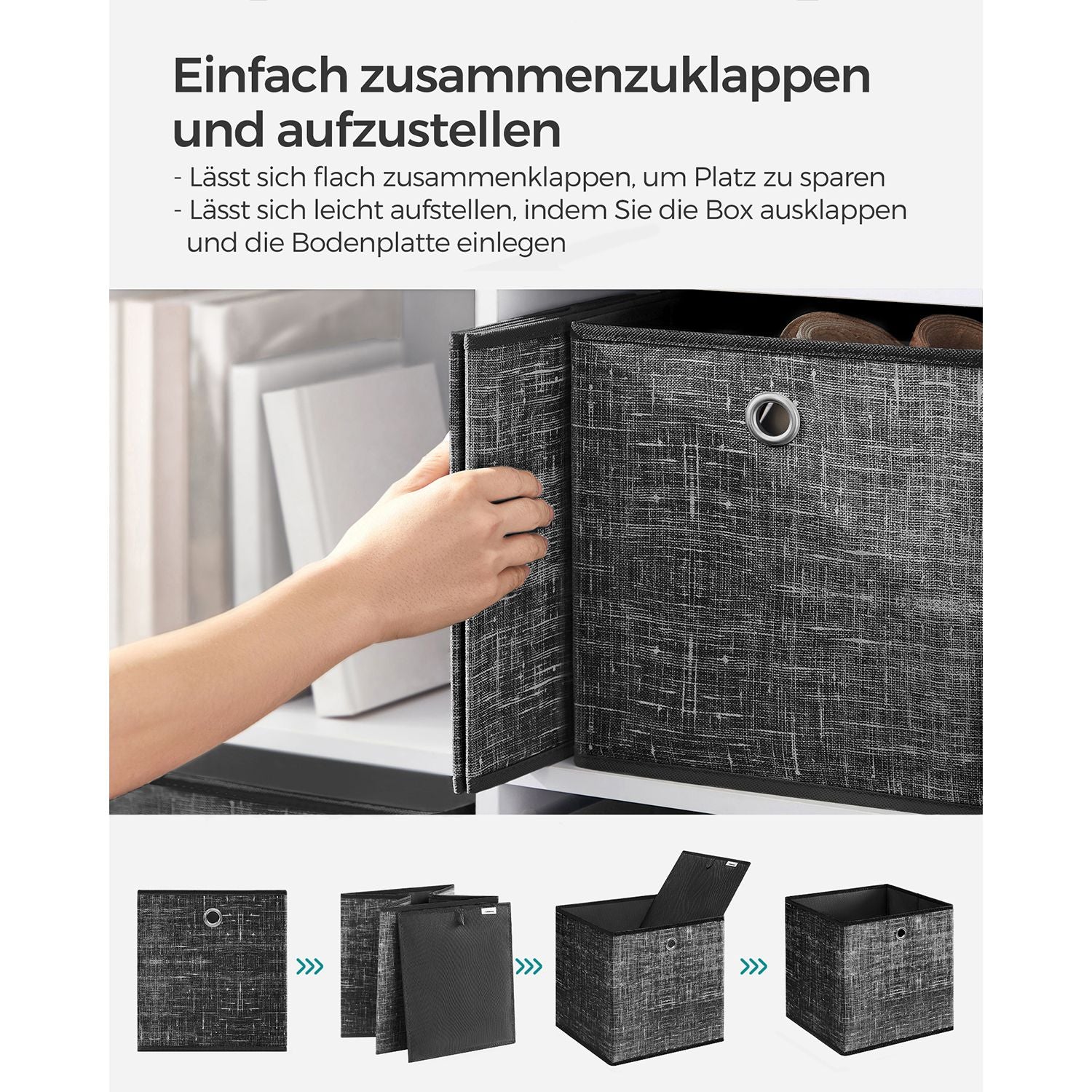 Aufbewahrungsbox 26cm 6er-Set schwarz meliert