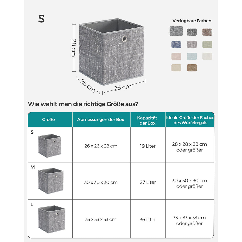 Aufbewahrungsbox 26cm 6er-Set grau meliert