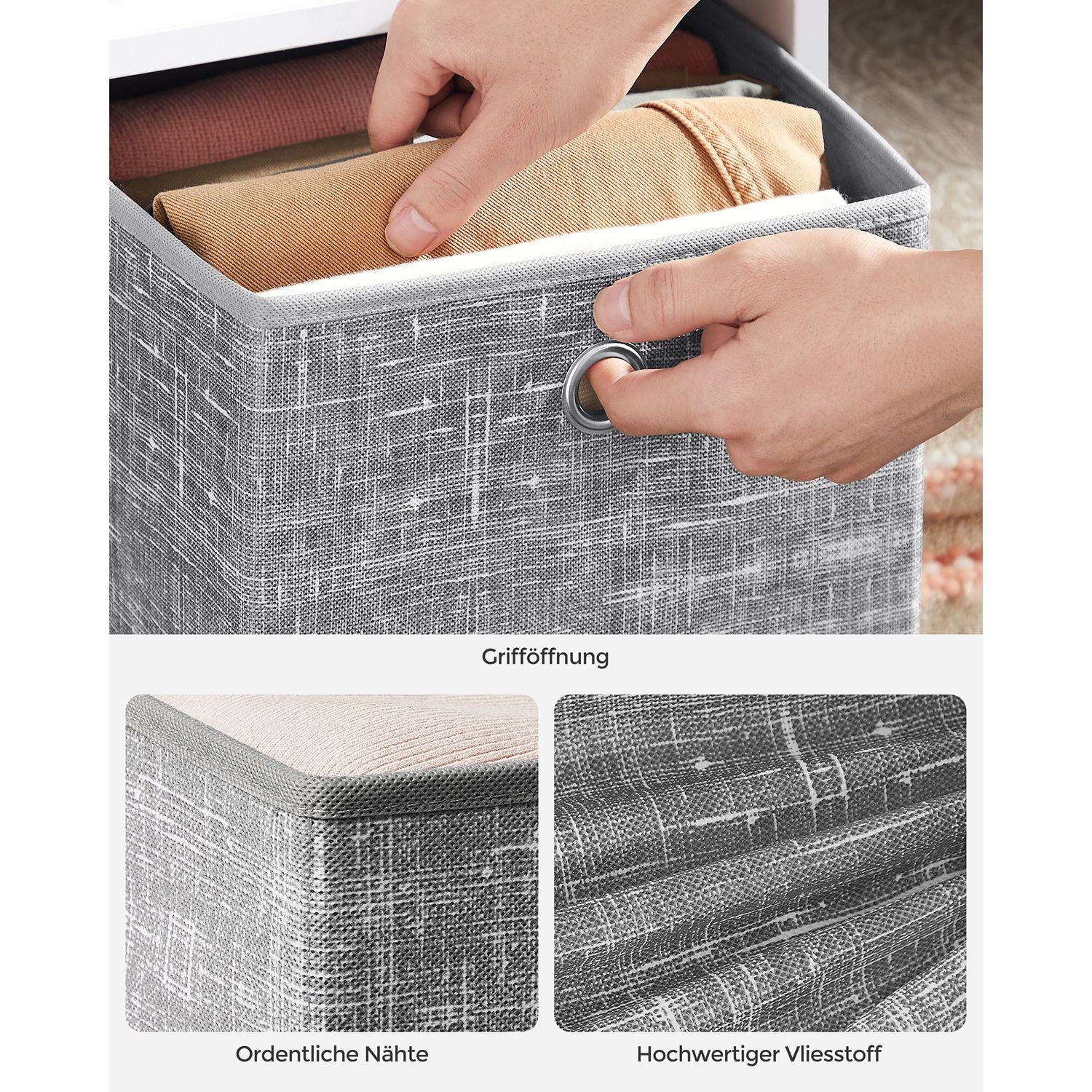 Aufbewahrungsbox 26cm 6er-Set grau meliert