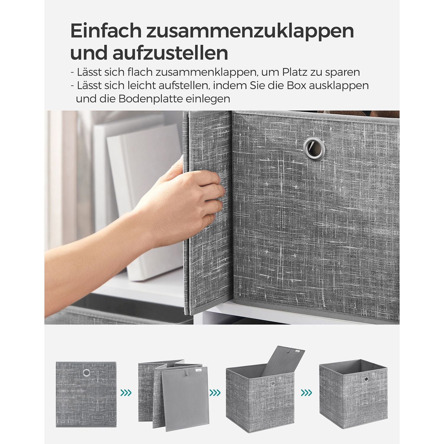 Aufbewahrungsbox 26cm 6er-Set grau meliert