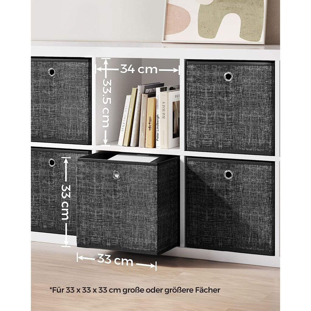 Aufbewahrungsbox 33cm 6er-Set schwarz meliert