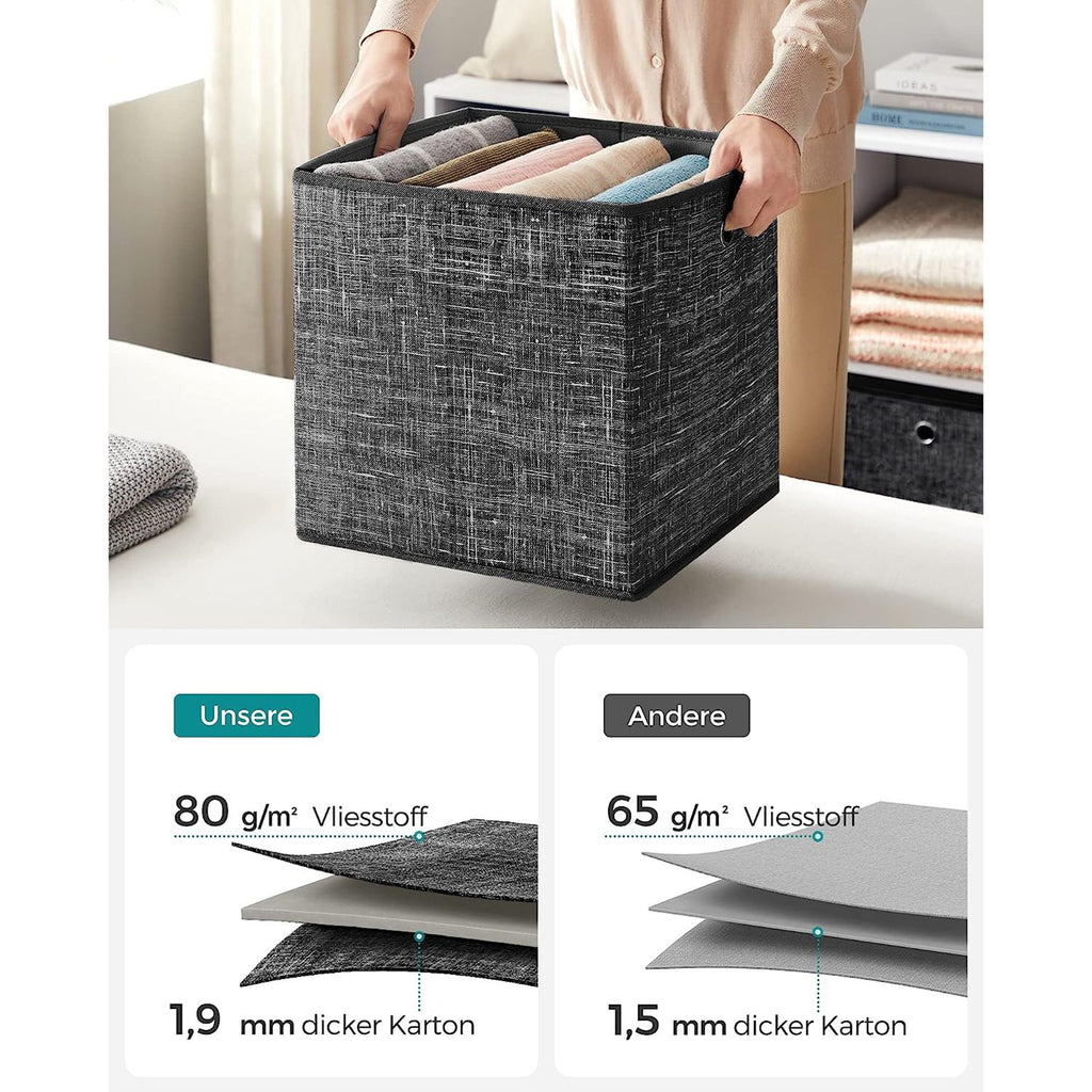 Aufbewahrungsbox 33cm 6er-Set schwarz meliert