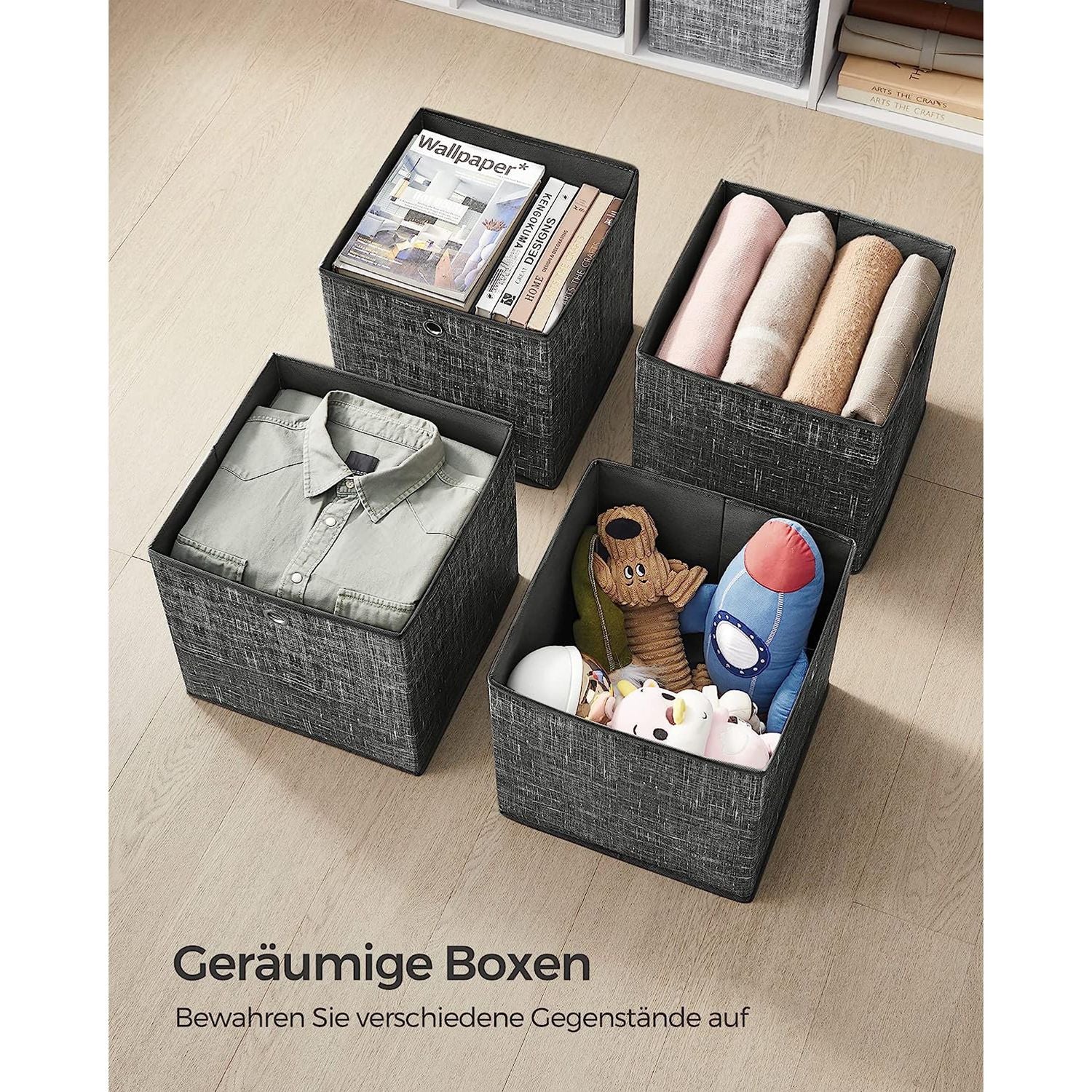 Aufbewahrungsbox 33cm 6er-Set schwarz meliert