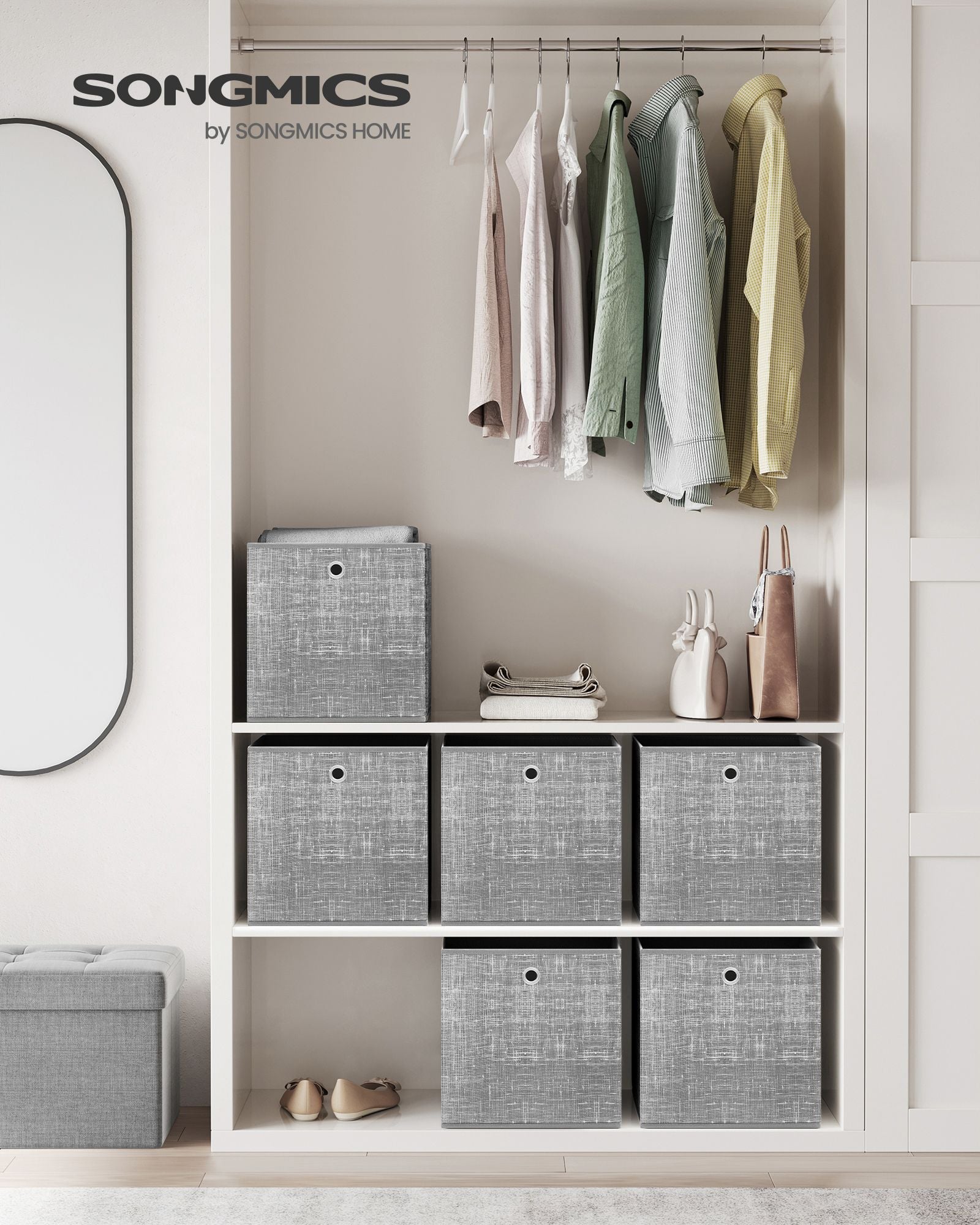 Aufbewahrungsbox 33cm 6er-Set grau meliert