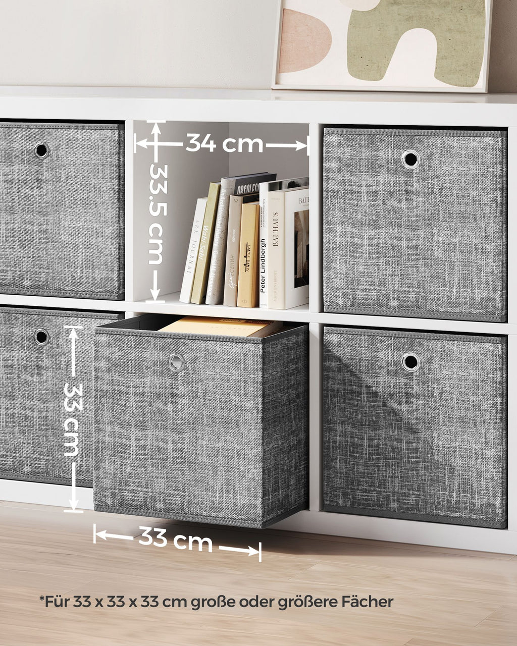 Aufbewahrungsbox 33cm 6er-Set grau meliert