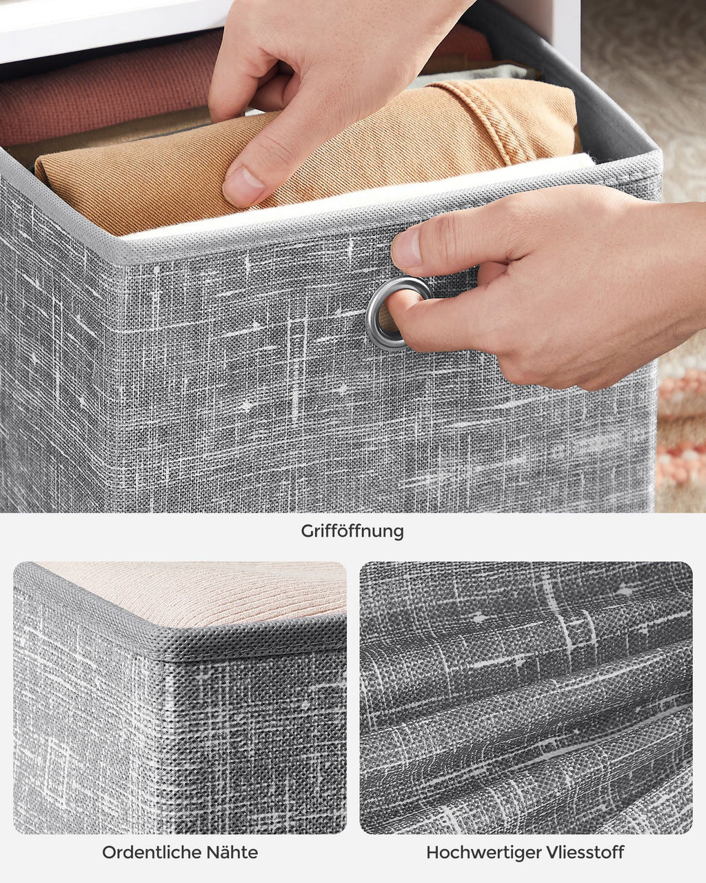 Aufbewahrungsbox 33cm 6er-Set grau meliert