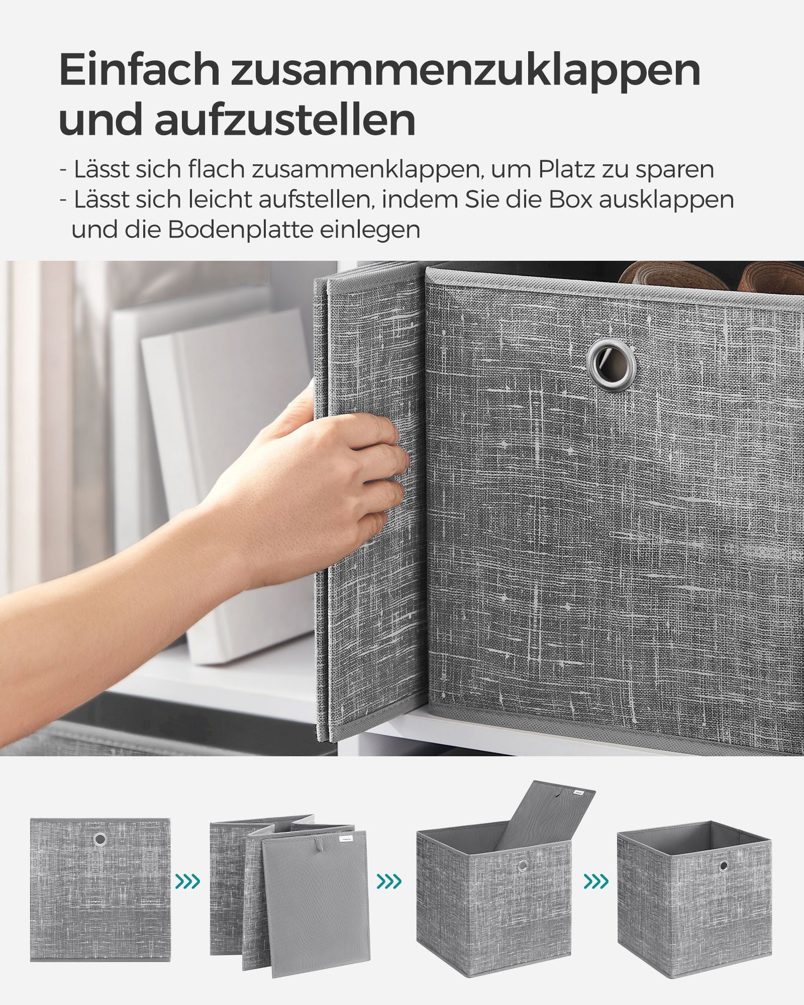 Aufbewahrungsbox 33cm 6er-Set grau meliert