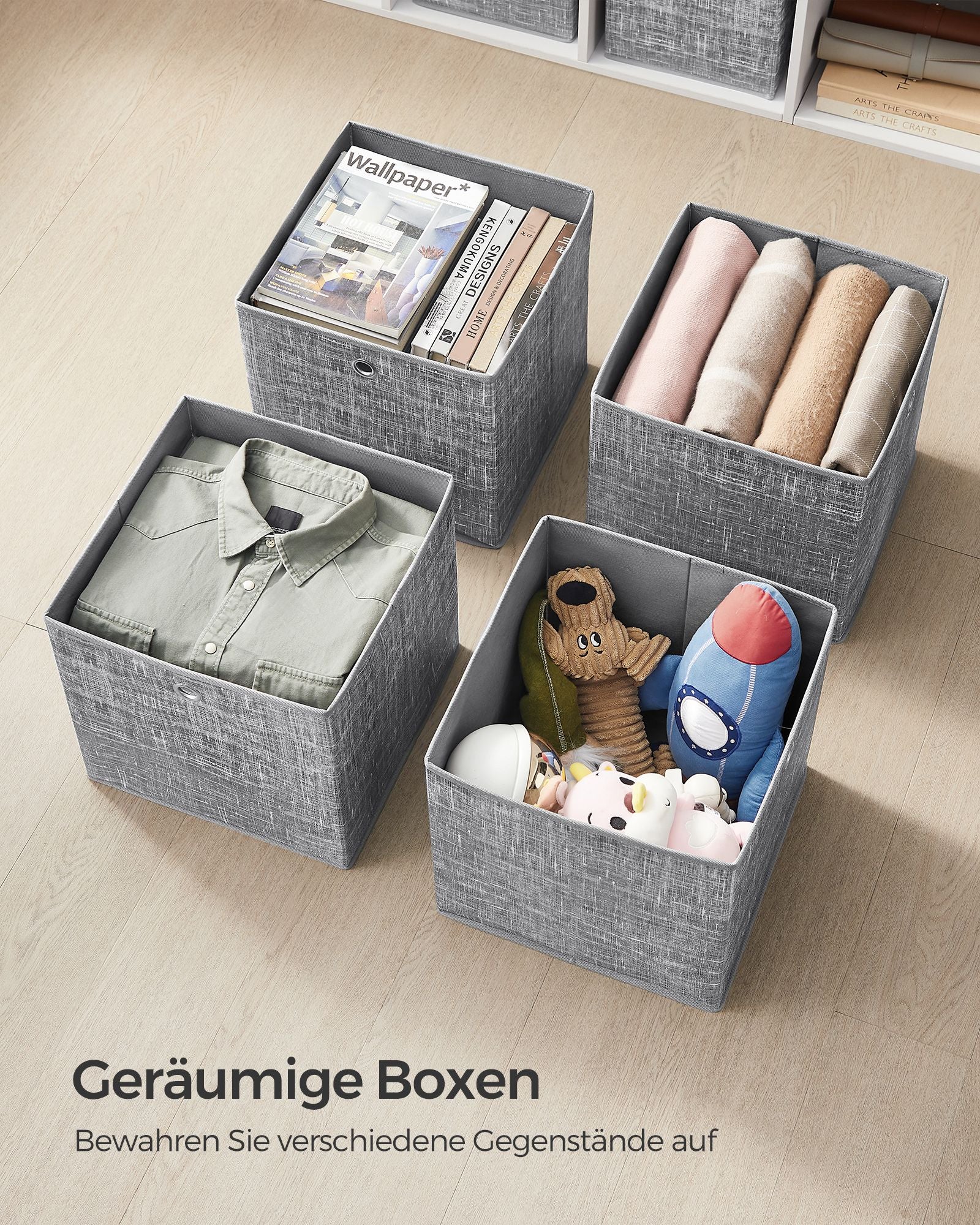 Aufbewahrungsbox 33cm 6er-Set grau meliert