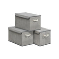 Aufbewahrungsbox mit Deckel 3er Set taubengrau