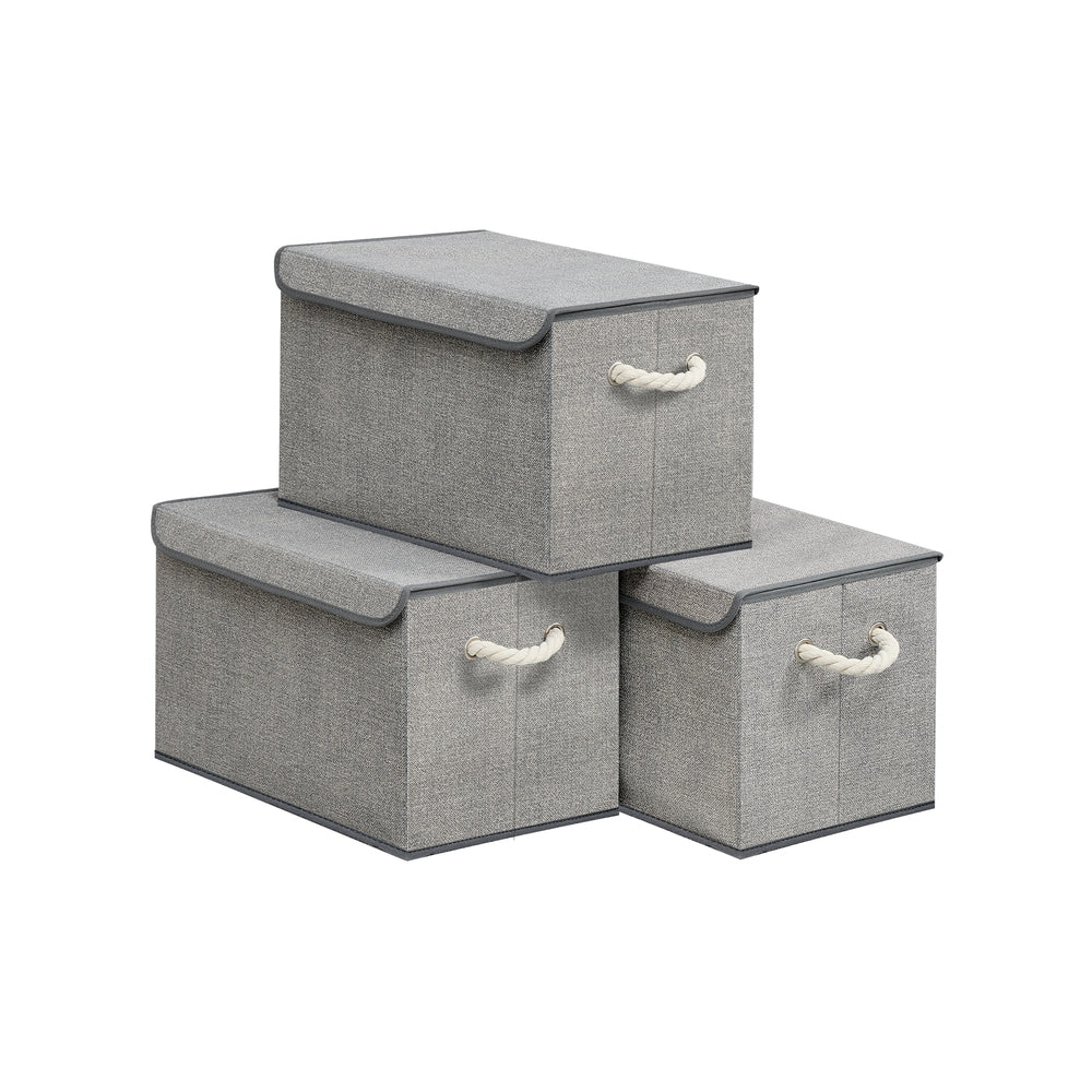 Aufbewahrungsbox mit Deckel 3er Set taubengrau